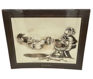 Vintage 1976 Gary Patterson Stealing Home Baseball Print 20"x16"